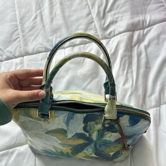 Brahmin Aspen Shoulder Bag Fuji Blue Yellow Flower Bag - Picture 13 of 16